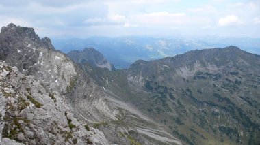 Hindelanger Klettersteig Dağcılık Kaya Bavyera tırmanmak. Yüksek kalite fotoğraf