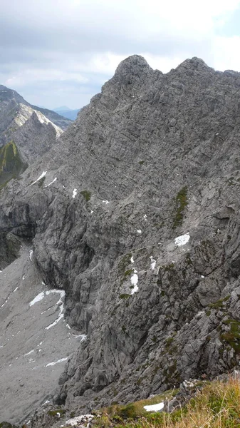 Hindelanger Klettersteig Montanha Alpinismo Rock Escalada Baviera Foto Alta Qualidade — Fotografia de Stock