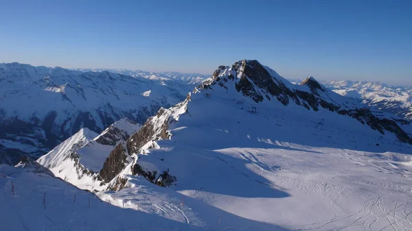 Kaprun Rakousko Lyžování Zimní Alpy Evropské Modré Nebe Sunny Kvalitní — Stock fotografie