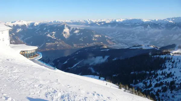 Kaprun Österrike Skidåkning Vintersport Alperna European Blue Sky Sunny Högkvalitativt — Stockfoto