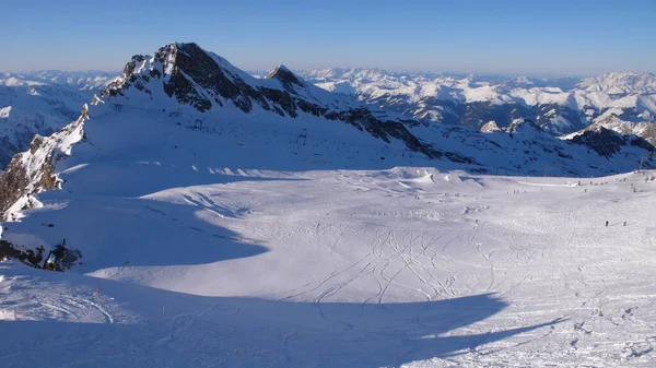 Kaprun Avusturya Kayak Sporu Kış Alpleri Avrupa Mavi Gök Güneşi — Stok fotoğraf