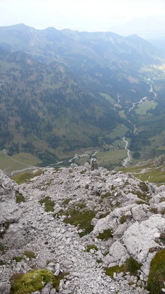 Hindelanger Klettersteig Mountain Alpinism Rock Climb Bavaria High Quality Photo — Stock Photo, Image
