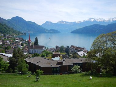 Lago Maggiore Gölü Mavi İtalya Avrupa Alpleri. Yüksek kalite fotoğraf
