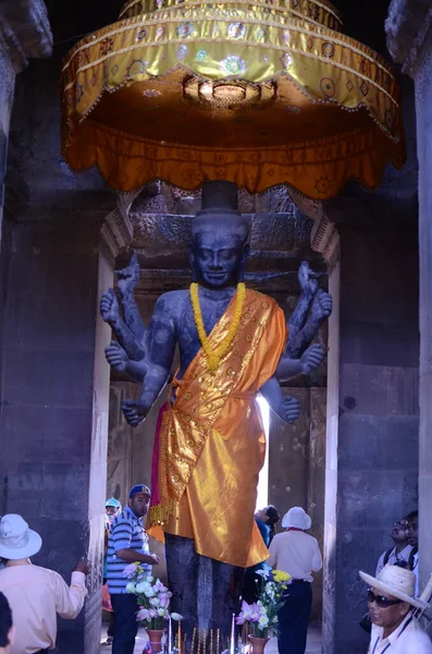 Boeddha Gold Black Angkor Wat Cambodja Ruïneren Historische Khmer Tempel — Stockfoto