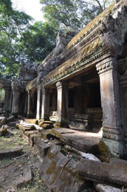 Angkor Wat Kamboçya Sütunu tarihi Khmer tapınağını mahvediyor. Yüksek kalite fotoğraf