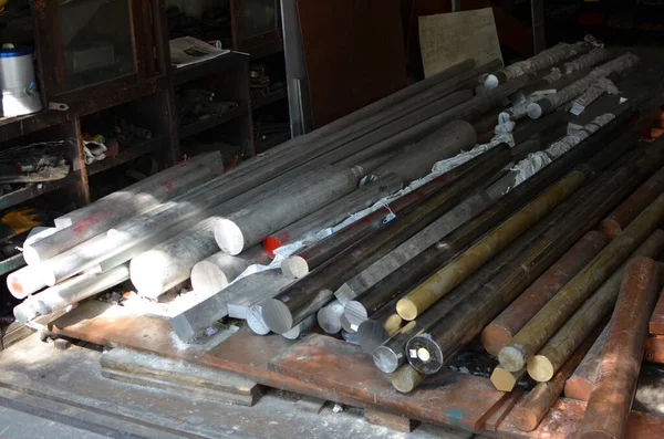 Workshop store metal rods small Bangkok Thailand. High quality photo