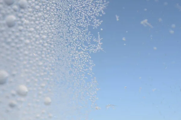 窗上的霜 抽象的背景玻璃 高质量的照片 — 图库照片
