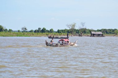 Kamboçya 'da balıkçı Mekong Nehri fenomeni. Yüksek kalite fotoğraf