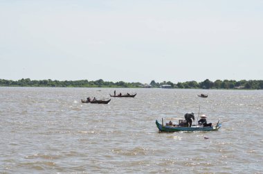 Kamboçya 'da balıkçı Mekong Nehri fenomeni. Yüksek kalite fotoğraf