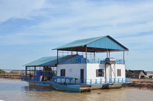 Casas Flutuantes Mekong River Phnom Phen Camboja Foto Alta Qualidade — Fotografia de Stock