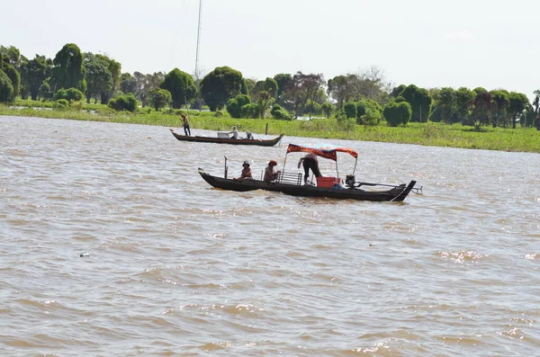 Boten Een Fisherman Mekong River Phnom Phen Cambodja Hoge Kwaliteit — Stockfoto