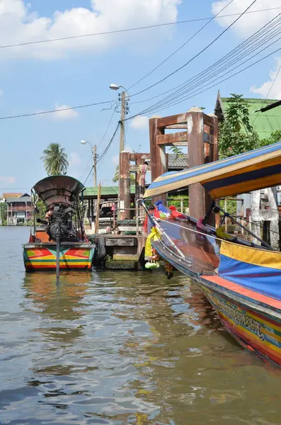 Bangkok Longtail Barca Canale Colorfull Acqua Fiume Cultura Asiatica Foto — Foto Stock