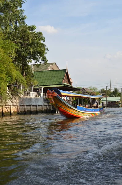 Bangkok Longtail Boot Kanaal Kleurrijke Water Rivier Aziatische Cultuur Hoge — Stockfoto