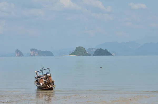 Suchy Spadł Longtail Boat Koh Yao Noi Island Tajlandia Plaża — Zdjęcie stockowe