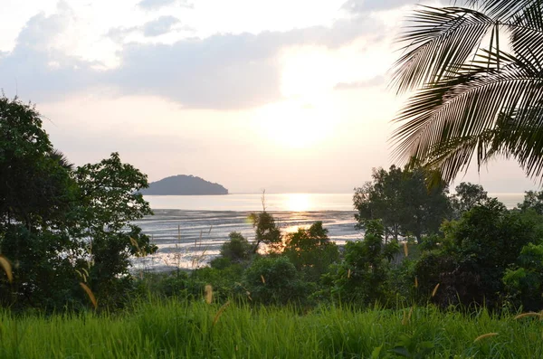 Sun Set Koh Yao Noi Island Thailand Beach Longtail Boat — Foto Stock