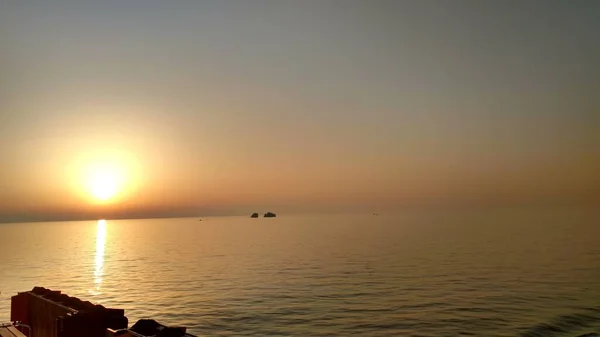 Захід Сонця Феррі Парос Греція Медитеранський Острів Егеан Фотографія Високої — стокове фото