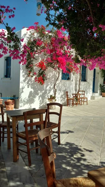 Coffee Table Paros Greece Mediteranean Island Eegean Фотографія Високої Якості — стокове фото