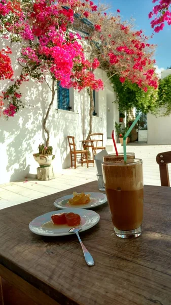 Café Glyko Koutaliou Paros Grécia Mediterrâneo Ilha Aegean Foto Alta — Fotografia de Stock
