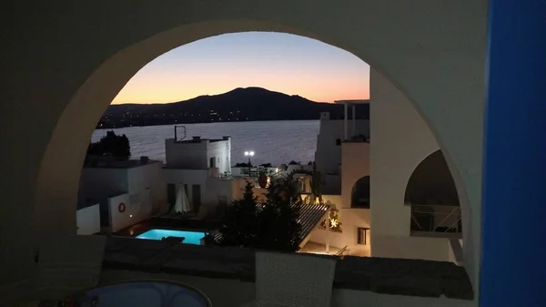 Napnyugta Medence Paros Görögország Mediterrán Sziget Égei Tengeri Kiváló Minőségű — Stock Fotó