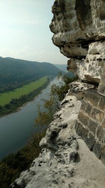 Saxon Swizerland Almanya Elbe Panorama Güzel Arkaplan. Yüksek kalite fotoğraf