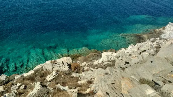 Берег Чистою Водоймою Греція Медитеранський Острів Егеан Фотографія Високої Якості — стокове фото