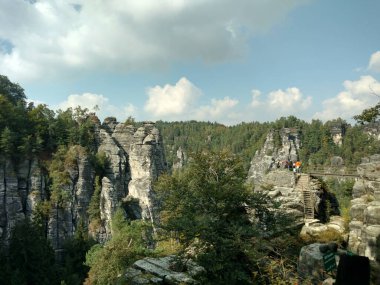 Saxon Swizerland Almanya Elbe Panorama Güzel Arkaplan. Yüksek kalite fotoğraf