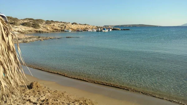 Cristal Clear Water Loneley Beach Πάρος Ελλάδα Μεσογειακό Νησί Aegean — Φωτογραφία Αρχείου