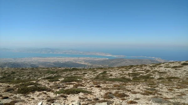 Paros Grecja Mediteranean Wyspa Morza Egejskiego Top Panorama Szczytu Wysokiej — Zdjęcie stockowe