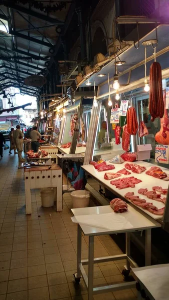 Mercado Con Comida Fresca Atenas Compras Griegas Foto Alta Calidad — Foto de Stock