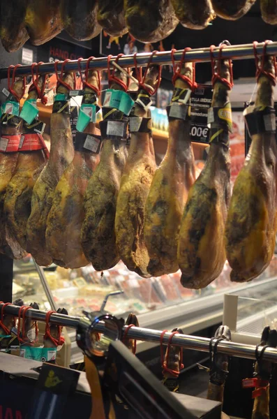 Испанский Хамон Барселоне Подробно Продукты Питания Ветчины Гурман Высокое Качество — стоковое фото