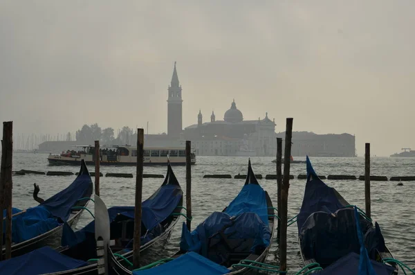 Gondolas Moored Saint Mark Square Venice Italy High Quality Photo — Stock Photo, Image