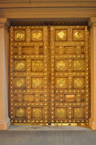 Goldene Tür Hintergrund Geschichte Dekoration Venedig Italien Hochwertiges Foto — Stockfoto