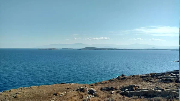 Берег Чистою Водоймою Греція Медитеранський Острів Егеан Фотографія Високої Якості — стокове фото