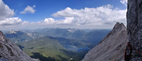 Beklimmen Zugspitze Route Eisenzeit North Face Klassieker Hoge Kwaliteit Foto — Stockfoto
