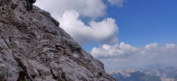 Panoramisch Uitzicht Beklimmen Zugspitze North Face Classic Route Eisenzeit Hoge — Stockfoto