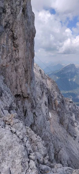 Panoramic View Climbing Zugspitze North Face Classic Route Eisenzeit High — Stock Photo, Image