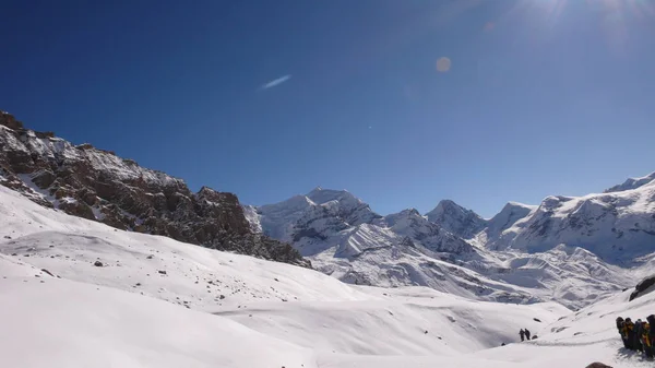 Thorong Pass Nepal Snow High Altitude Mountaineering Foto Alta Qualidade — Fotografia de Stock