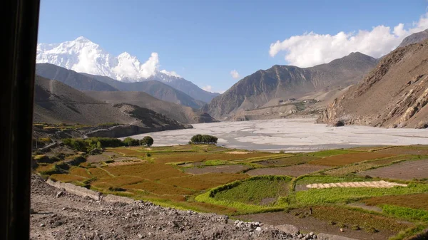 Río Cama Annapurna Nepal Valle Panorama Panorámico Foto Alta Calidad — Foto de Stock