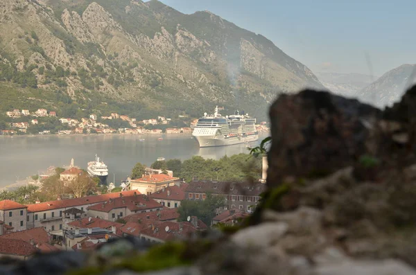 Берег Чорногорії Круїзному Судні Літня Панорама Фотографія Високої Якості — стокове фото