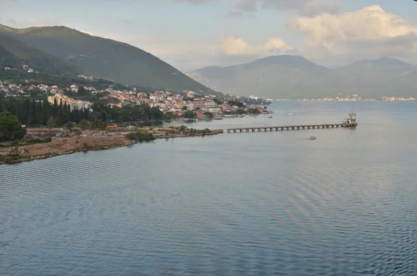 Montenegro Kotor Tengerparti Kilátás Mediterrán Tengeri Háttér Kiváló Minőségű Fénykép — Stock Fotó