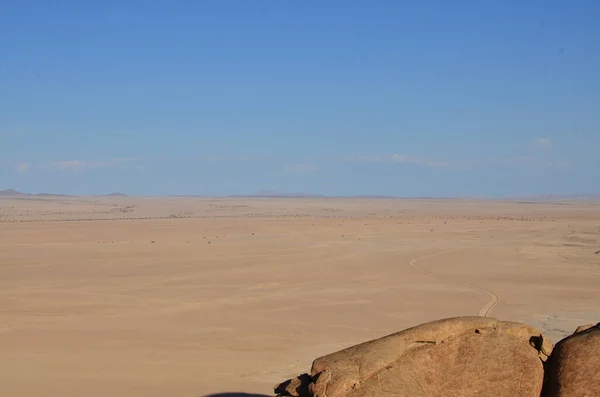 Mirabib Solitaire Pittoresque Granit Rock Dans Lever Soleil Desert Panorama — Photo