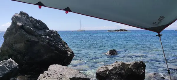 Rocky Coast Elba Blue Sea Snorkeling High Quality Photo — Stock Photo, Image