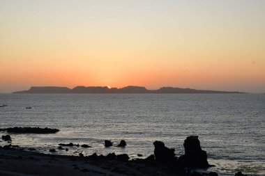 Sunset at rocky coast in Chile South America. High quality photo
