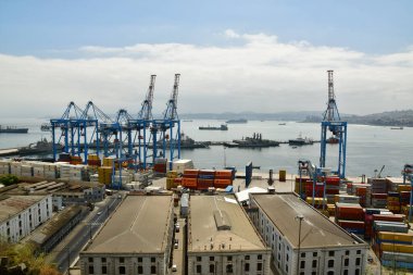 Valparaiso Harbour pacific container terminal South America. High quality photo