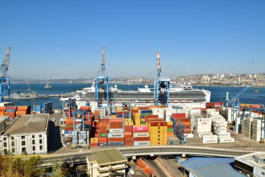Valparaiso Harbour pacific container terminal South America. High quality photo