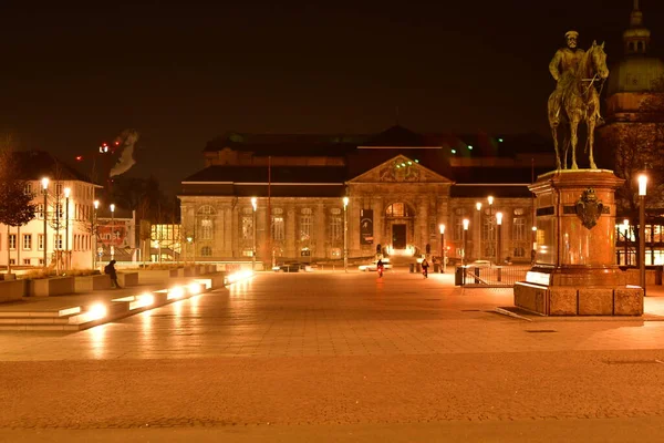 Hessisches Landesmuseum Bei Nacht Darmstadt Deutschland Europa Hochwertiges Foto — Stockfoto