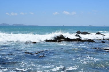 rough sea on rocky pacific coast line chile South America. High quality photo