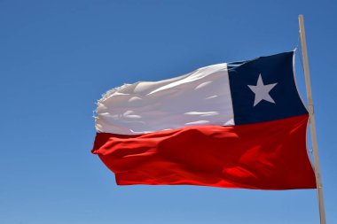 national Flag Chile Banner waving in wind. High quality photo