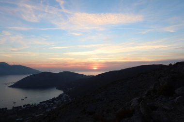 kalymnos island sunset greece europe background . High quality photo
