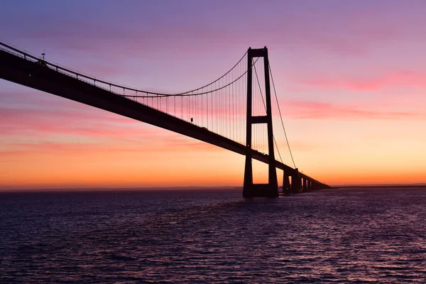 stock image Bridge sunset big belt modern denmark nyborg korsor bridge. High quality photo